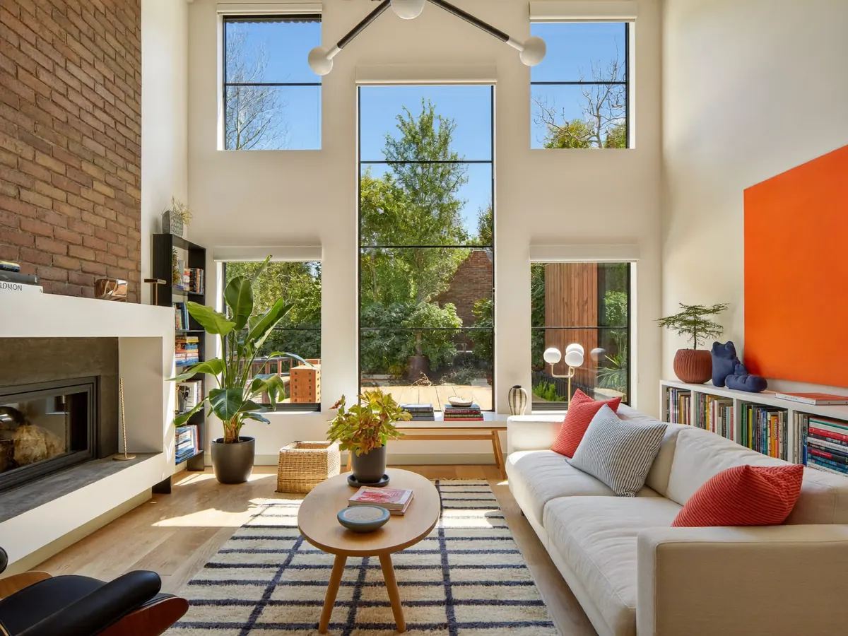 A bright living room with energy efficient double glazed windows